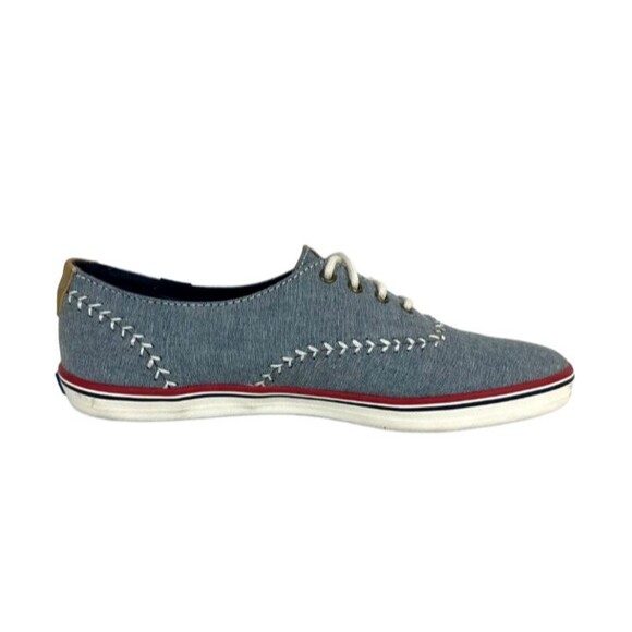 Keds Champion Pennant Sneakers  Womens Size 8  Blue Canvas w Baseball Stitching - Picture 4 of 11